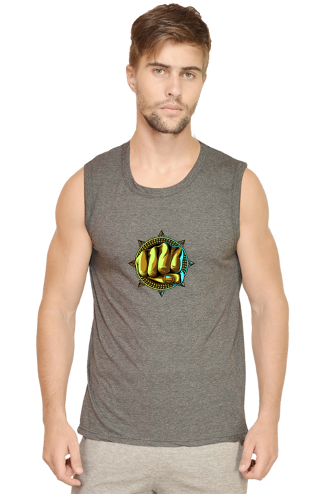Fist of Fury Sleeveless Charcoal Gym Vest for Men