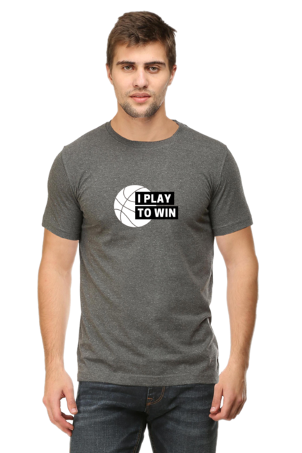 Charcoal Melange I Play to Win T-Shirt for Men