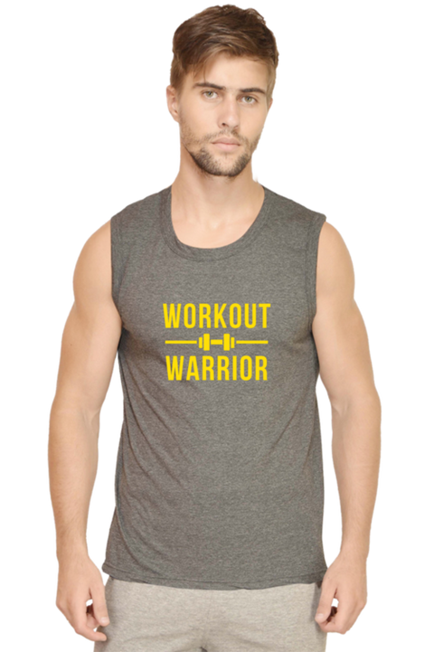 Grey Charcoal Workout Warrior Cotton Gym Vest for Men