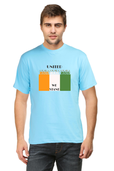 United We Stand Sky Blue T-Shirt for Men