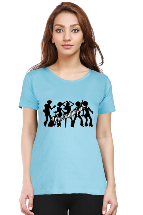 Sky Blue We Wanna Jive T-Shirt for Women