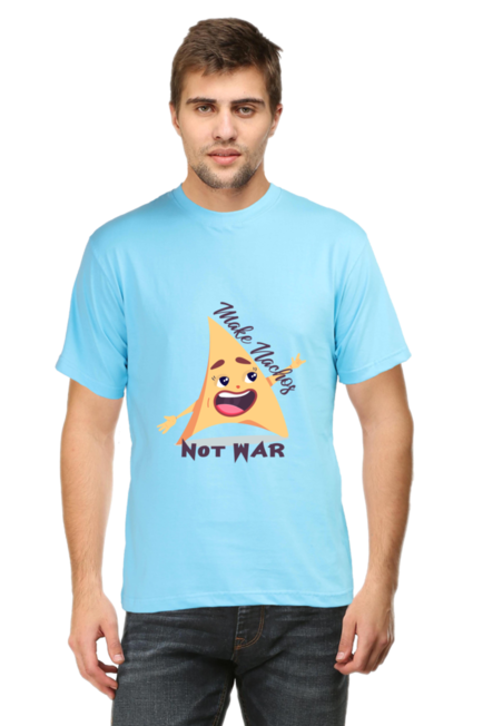 Make Nachos Not War Sky Blue T-Shirt for Men
