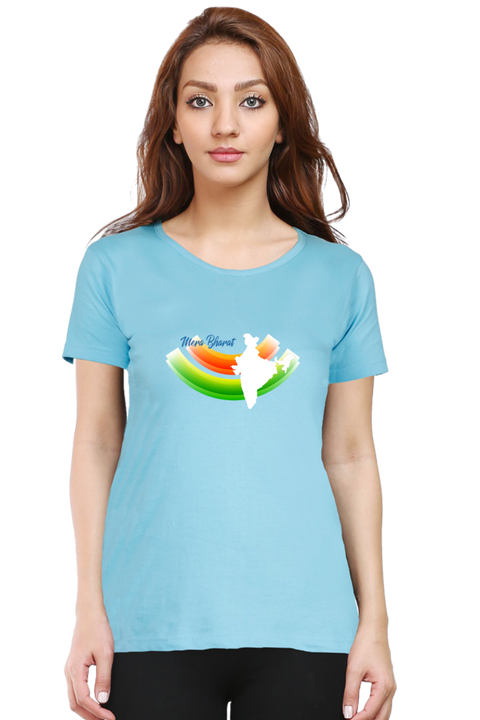 India in Rainbow Colours T-Shirt for Women - Sky Blue