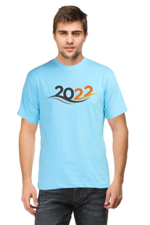 New Year 2022 Oversized T-shirt for Men - Sky Blue