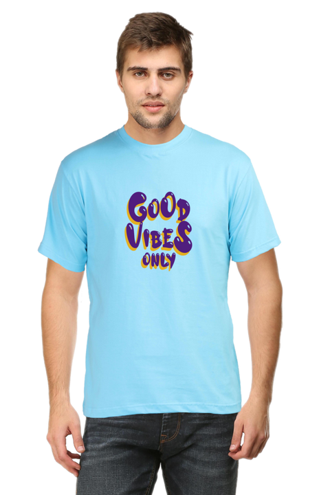 Good Vibes Only Sky Blue T-shirt for Men