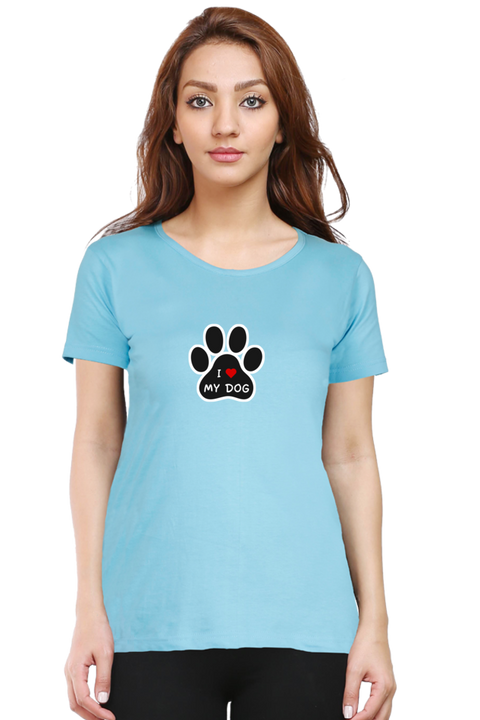 I Love My Dog Sky Blue T-shirt for Women