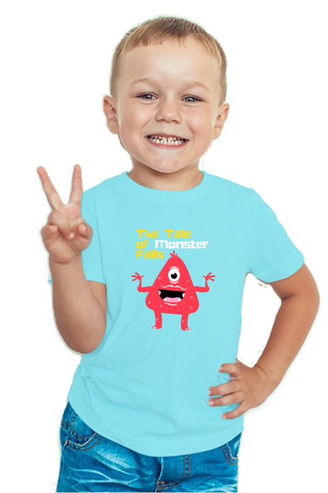Sky Blue Tale of the Monster Falls T-shirt for Boys