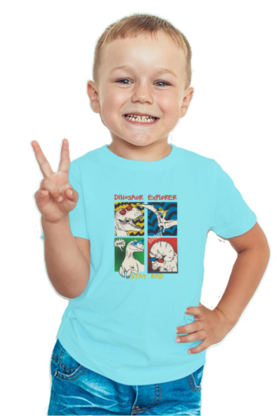 Dinosaur Explorer Sky Blue T-Shirt for Baby Boy