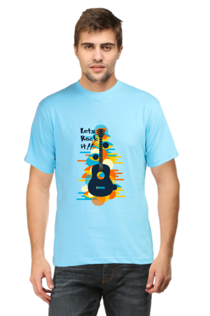 Let's Rock It Sky Blue T-Shirt for Men