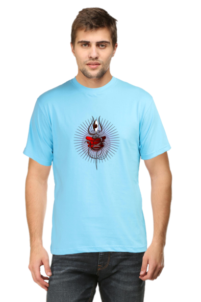 Mahadev Trishul Sky Blue T-Shirt for Men