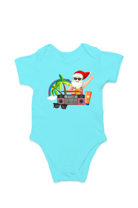 Cool Santa Claus Sky Blue Rompers for Babies