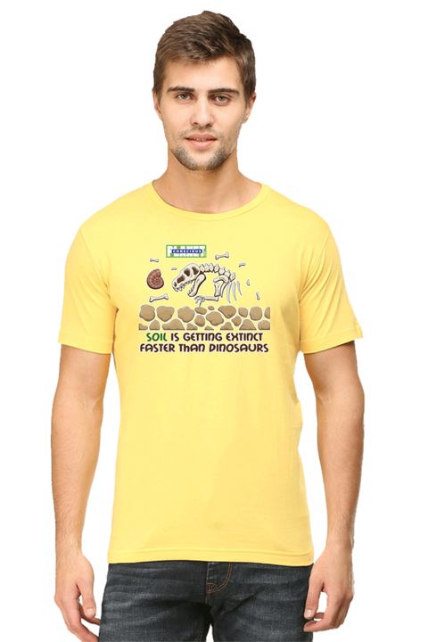 Soil is Getting Extinct Faster Than Dinosaurs T-shirt for Men - Yellow