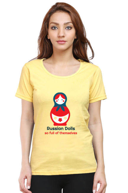 Russian Dolls Yellow T-Shirt for Women