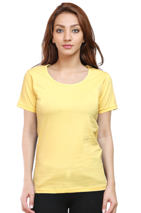 Yellow Plain Half Sleeves T-Shirt for Women