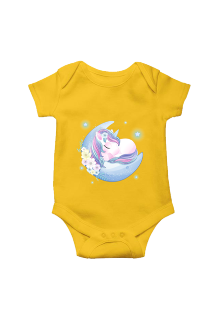 Unicorn on the Moon Yellow Rompers for Baby