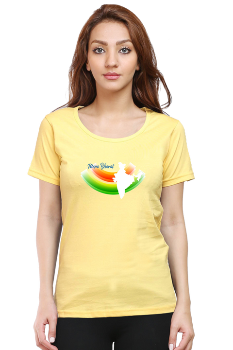India in Rainbow Colours T-Shirt for Women - Yellow