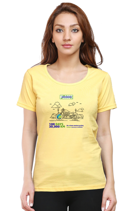 Sadhguru Journeys to Save Soil T-shirt for Women - Yellow