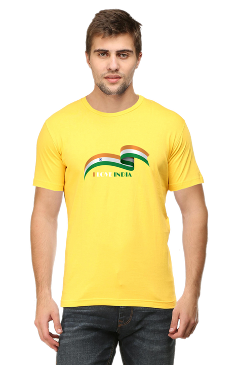 I Love India T-Shirt for Men - Yellow