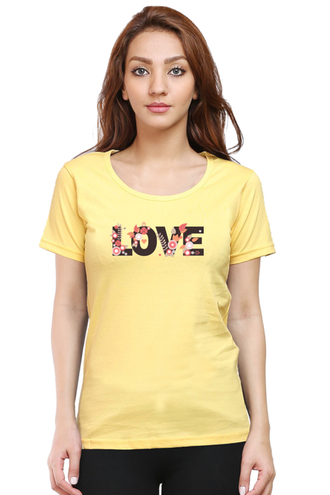 Love on Valentine's Day Yellow T-Shirt for Women