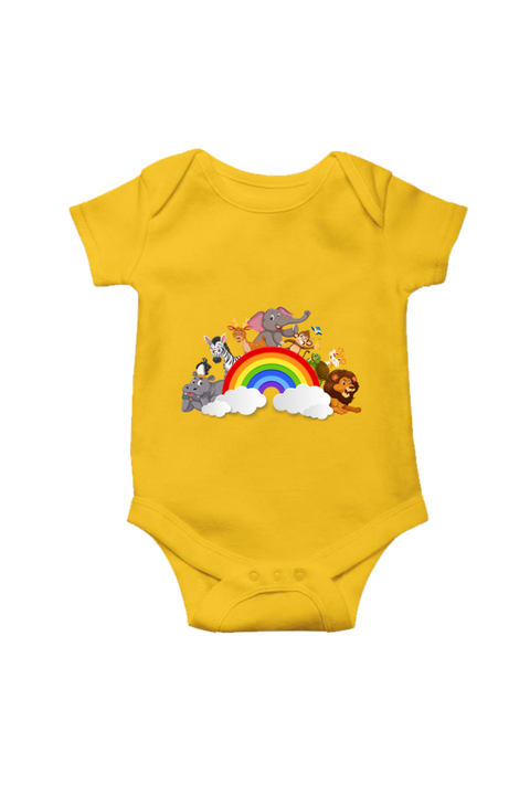 Rainbow Animals Yellow Rompers for Baby