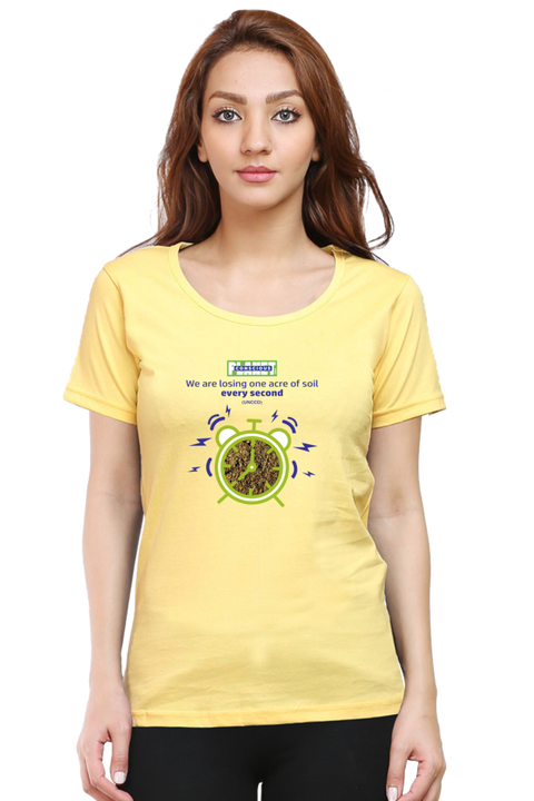 One Acre of Soil Every Second T-Shirt for Women - Yellow