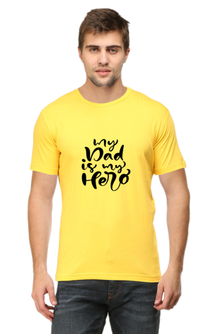 My Dad is My Hero Yellow T-Shirt for Men