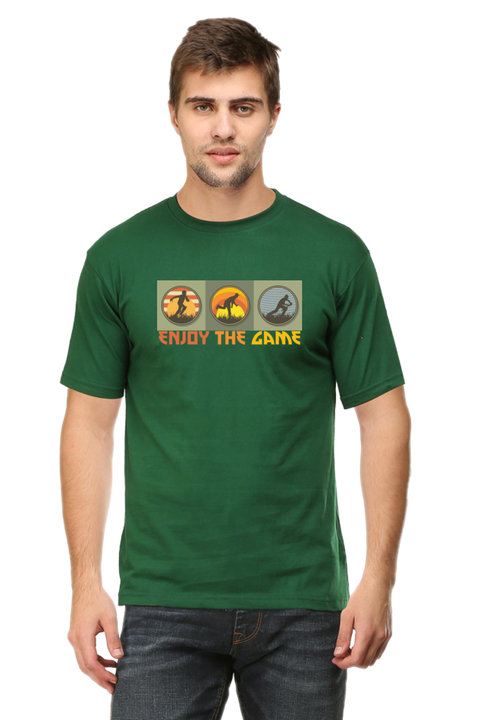 Enjoy the Game Cricket Bottle Green T-Shirt for Men