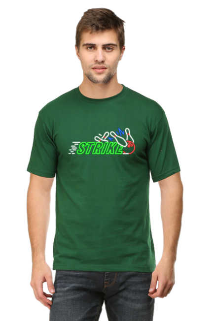 Bowling Strike Bottle Green T-Shirts for Men