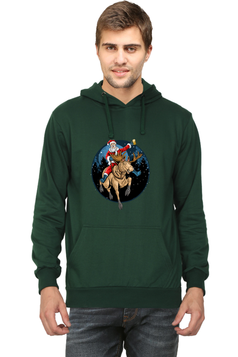 Santa Claus is Comin to Town Hoodies for Men - Bottle Green