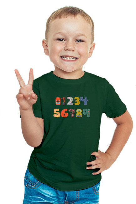 Numbers in English Bottle Green T-Shirt for Baby Boy