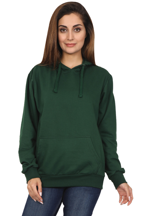 Plain Bottle Green Sweatshirt Hoodies for Women