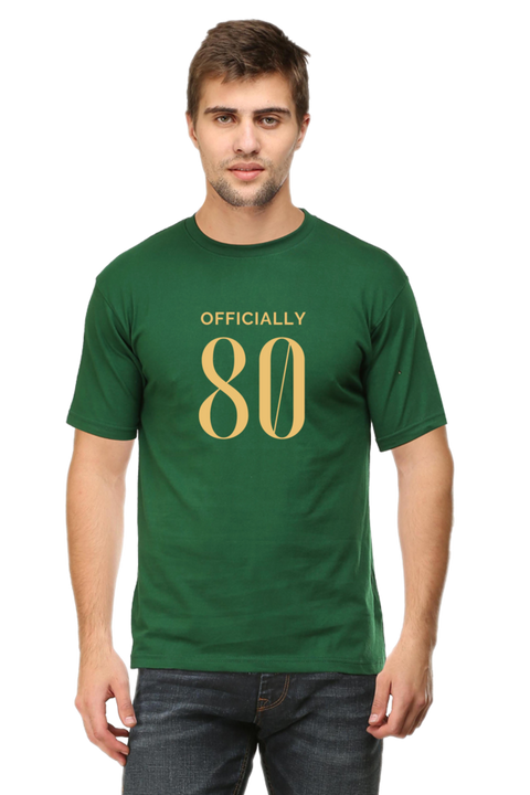 Officially Eighty T-Shirt for Men - Bottle Green