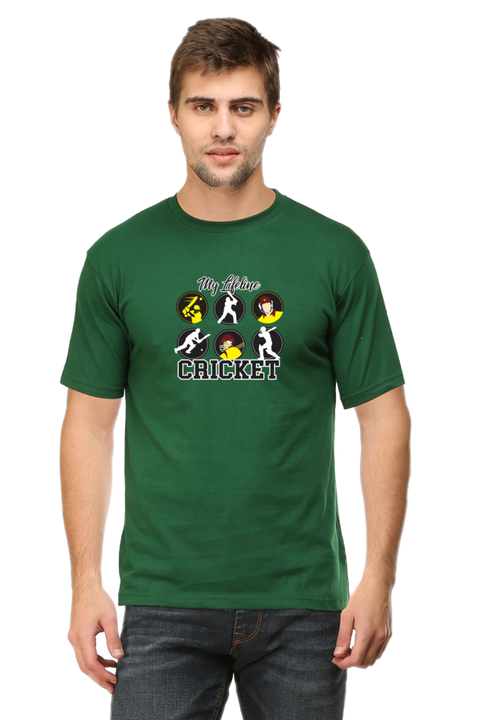 My Lifeline Cricket Bottle Green T-Shirt for Men