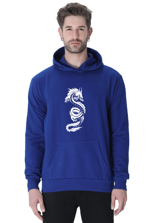 White Dragon Tattoo Unisex Sweatshirt Hoodies in Royal Blue