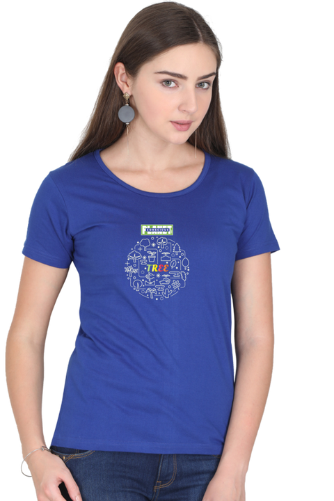 Soil and Tree Cycle T-shirt for Women - Royal Blue