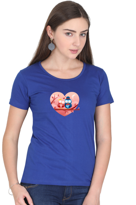 Owls in Love Valentine T-Shirt for Women - Royal Blue