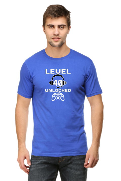 Level 40 Unlocked T-Shirt for Men - Royal Blue