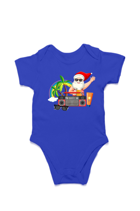 Cool Santa Claus Royal Blue Rompers for Babies