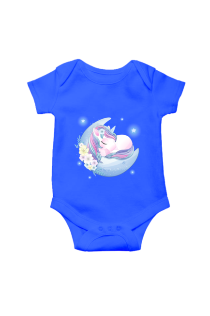 Unicorn on the Moon Royal Blue Rompers for Baby