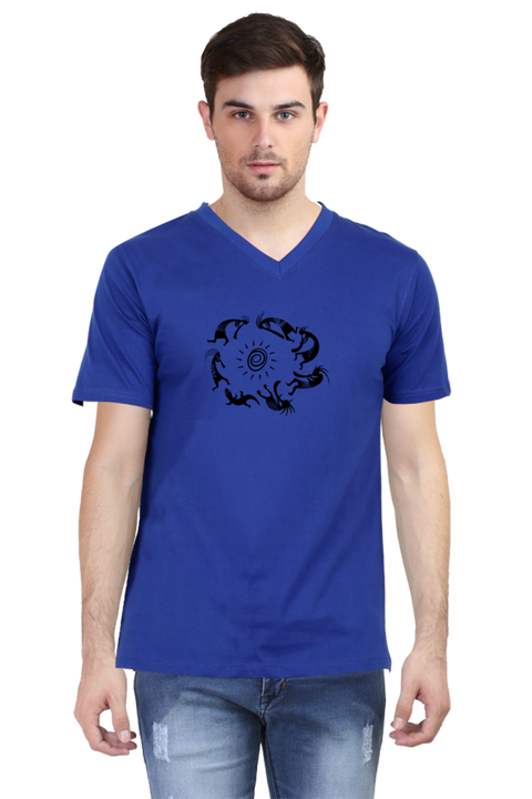 Kokopelli Art V-Neck T-Shirt for Men - Royal Blue