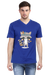 Tribal Forest Animal Royal Blue V-Neck T-Shirt for Men