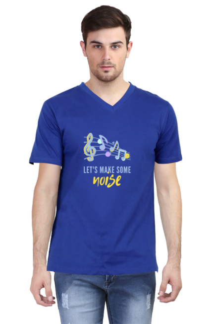Royal Blue Lets Make Some Noise V-Neck T-Shirt for Men