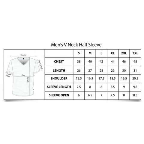 Tribal Fox V-Neck T-Shirt for Men Size Chart