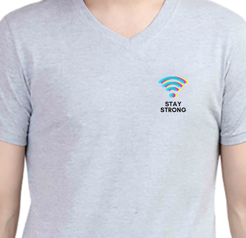 Stay Strong V-Neck T-shirt for Men Closeup