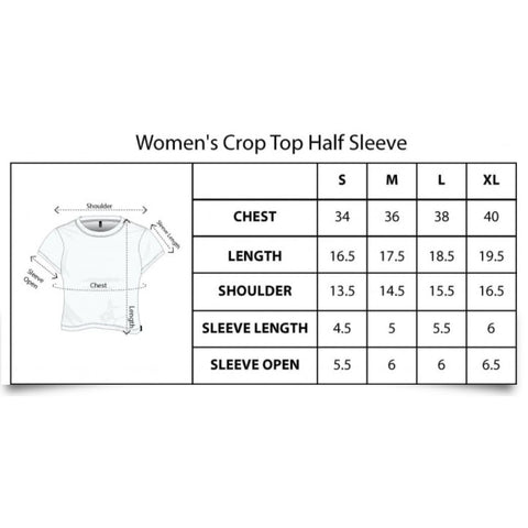 White Crop Top for Women size chart