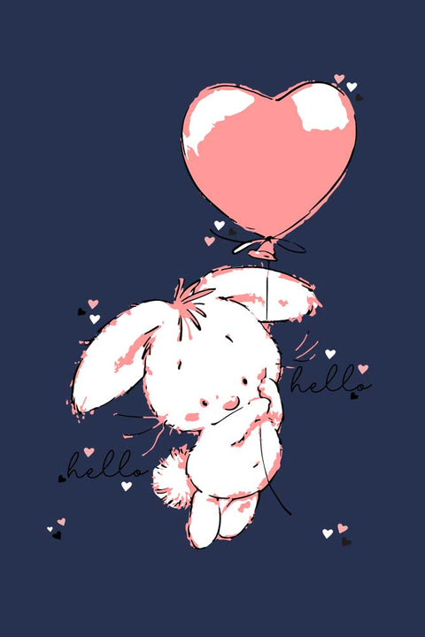 Cute Bunny Hello T-Shirt for Girls Design