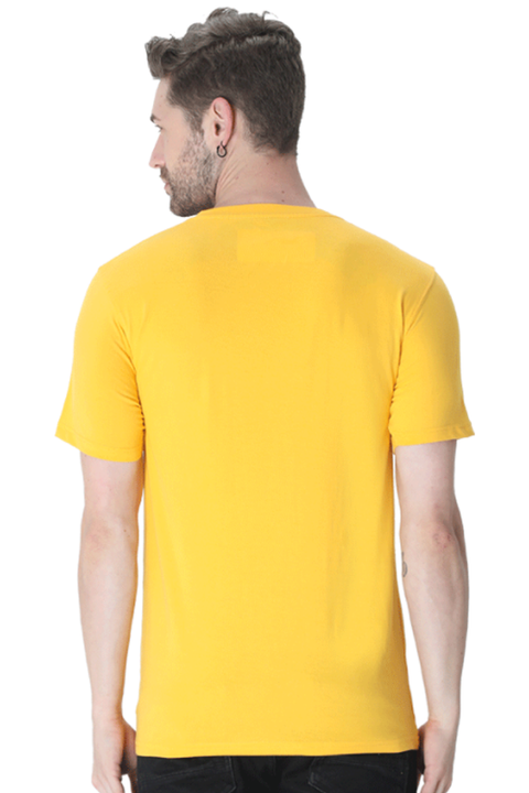 Plain Golden Yellow T-Shirt for Men Back