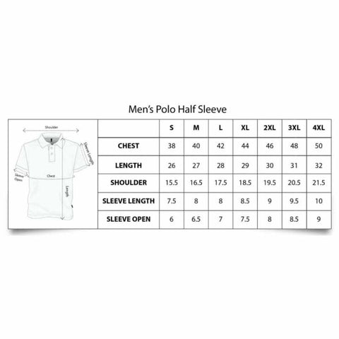 Save Soil Polo T-shirt for Men Size Chart