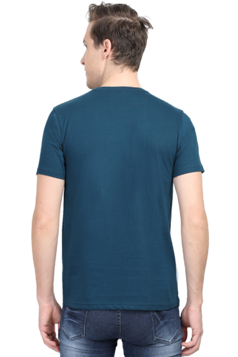 Plain Petrol Blue T-Shirt for Men Back