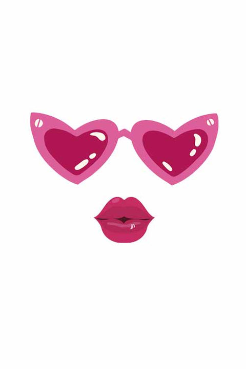 Pink Heart Glasses Tshirt for Girls Closes up